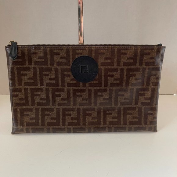 Fendi Zucca Canvas Clutch Bag Brown (116548) - Picture 1 of 8